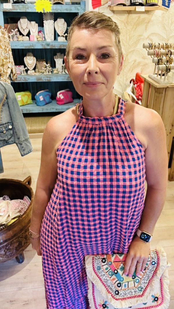 Robe longue carreaux