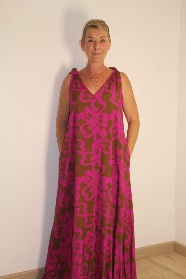 Robe longue fushia choco