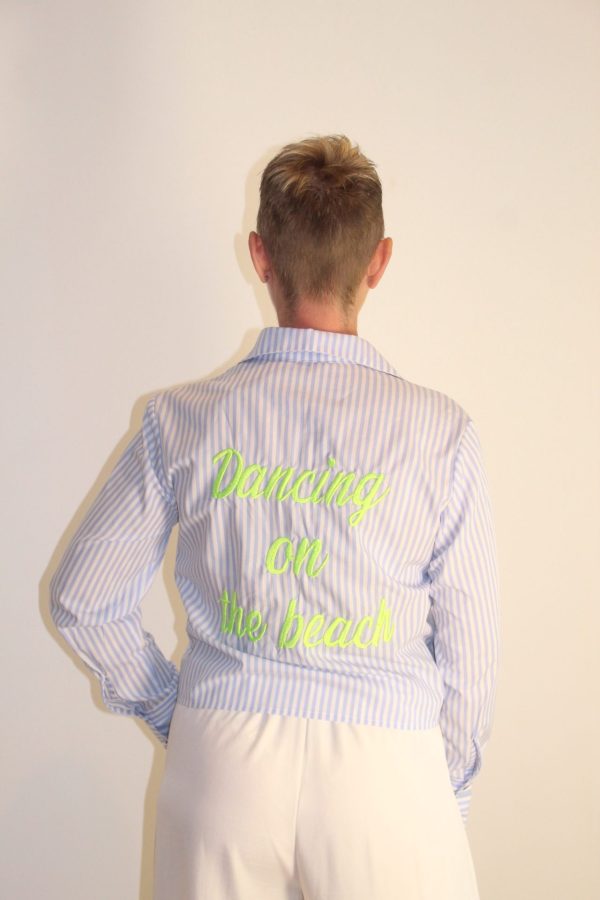 Chemise safari bleu blanc