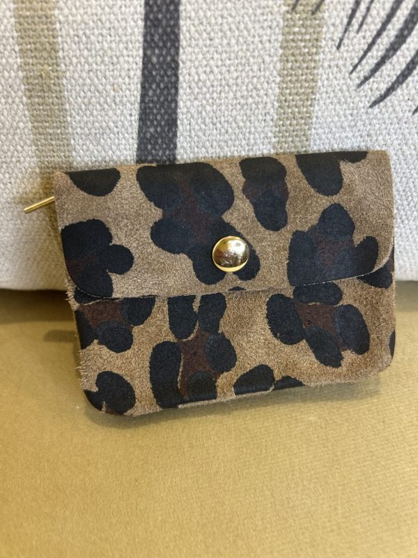 Porte-monnaie daim leopard